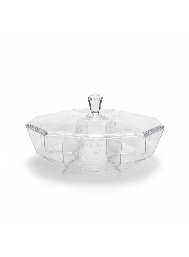 Large snack dish with a clear acrylic lid – a stylish and versatile serving and storage container – ideal for entertaining and gatherings. - Image 1